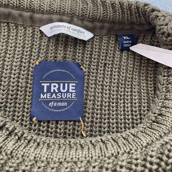 True Measure Of A Man Mens Sweater XL Military Utility Cotton Green - Picture 3 of 7